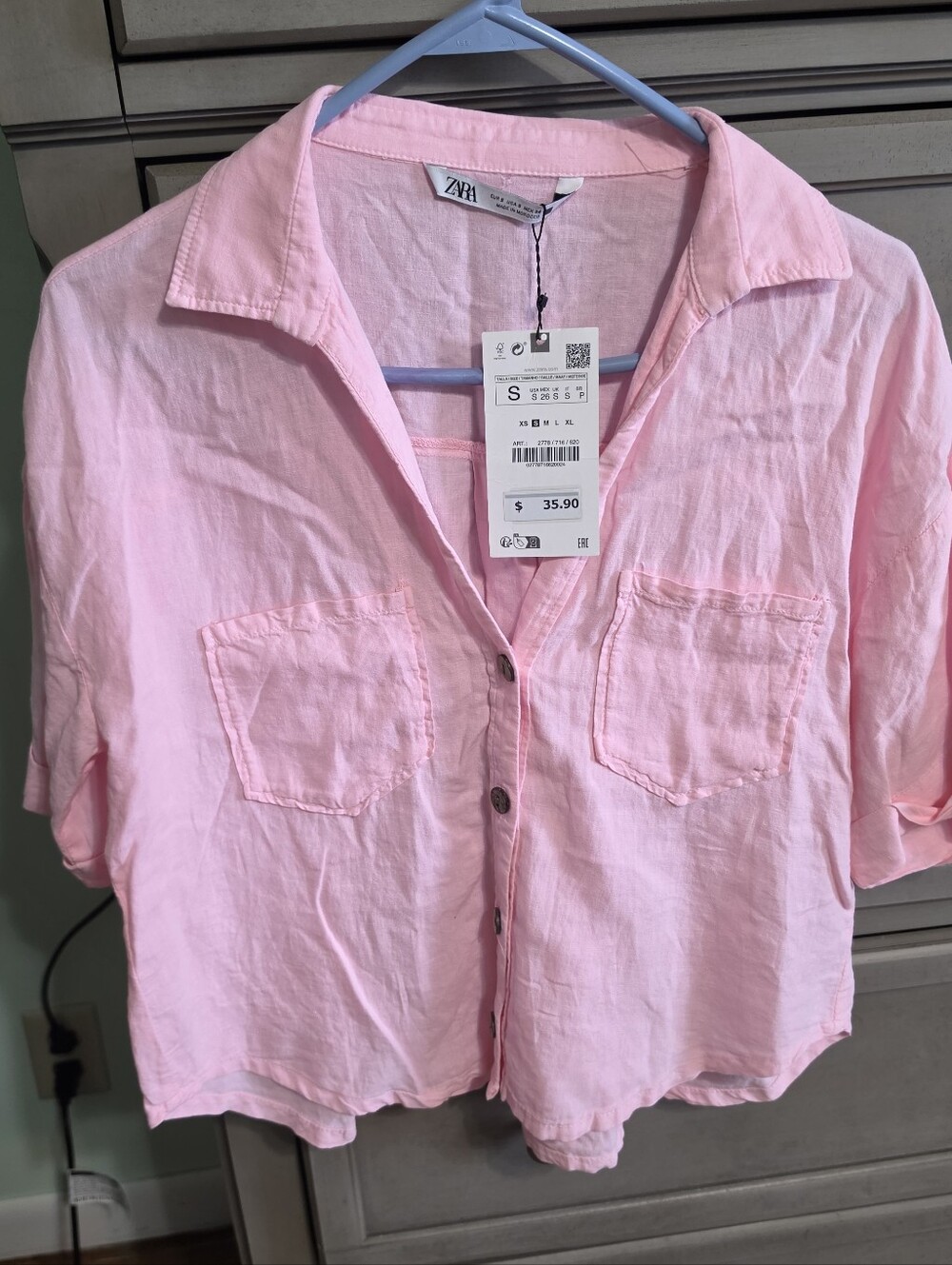 Zara Girls' Pink Button-Front Shirt